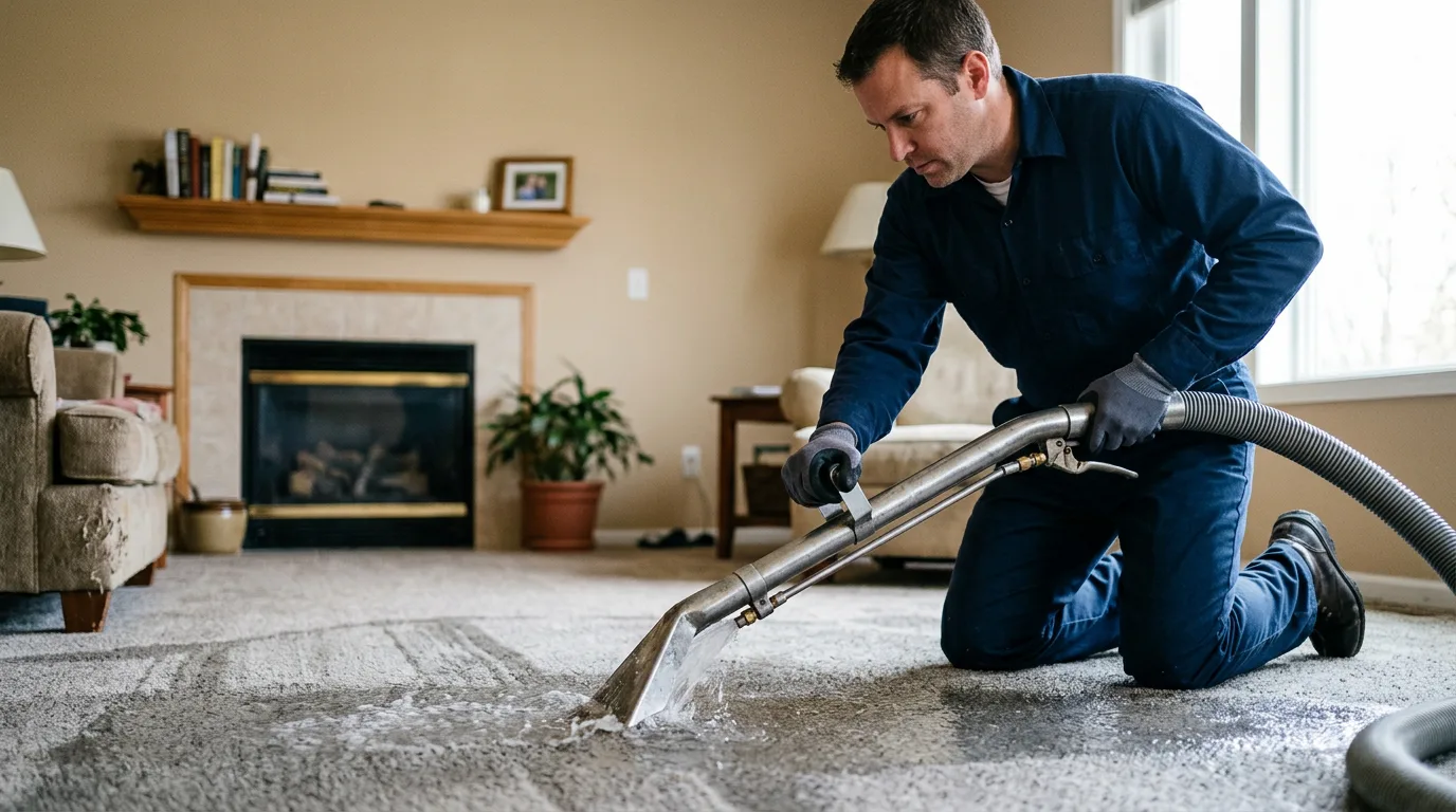 Water damage restoration technician working near Summit Station, PA